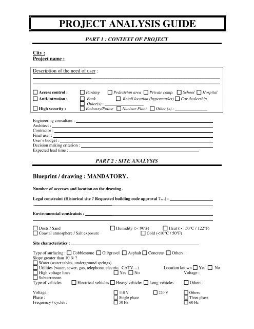 Bollard Site Survey Form - Came UK