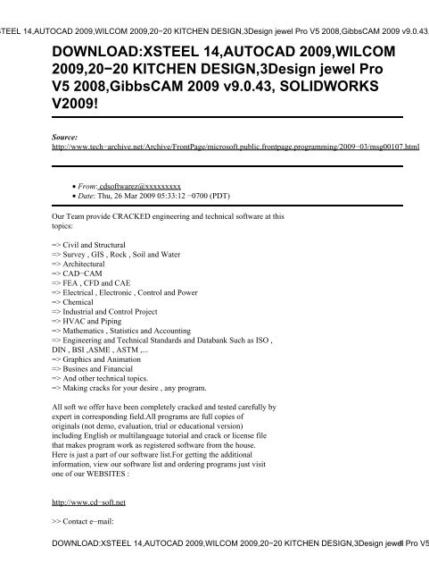 DOWNLOAD:XSTEEL 14,AUTOCAD 2009 ... - Tech-Archive.net