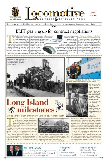 Long Island milestones - Brotherhood of Locomotive Engineers and ...