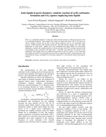 Ionic liquids in green chemistry: catalytic reaction of cyclic ...