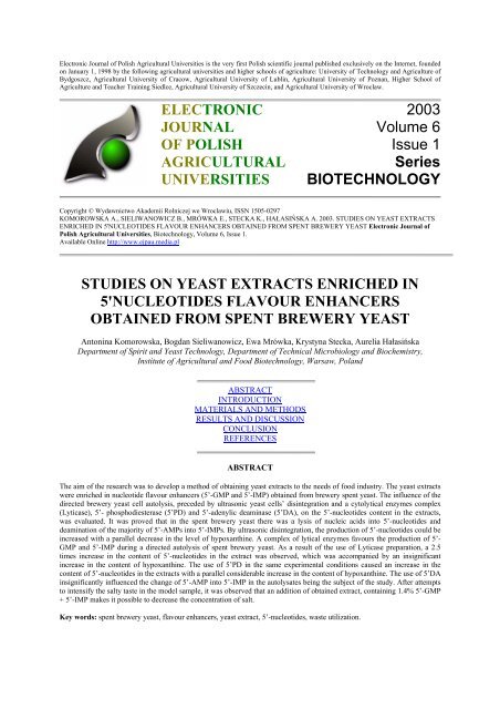 studies on yeast extracts enriched in 5'nucleotides flavour ...