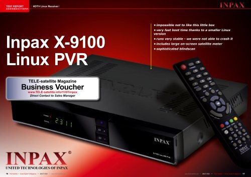 Inpax X-9100 Linux PVR - TELE-satellite International Magazine