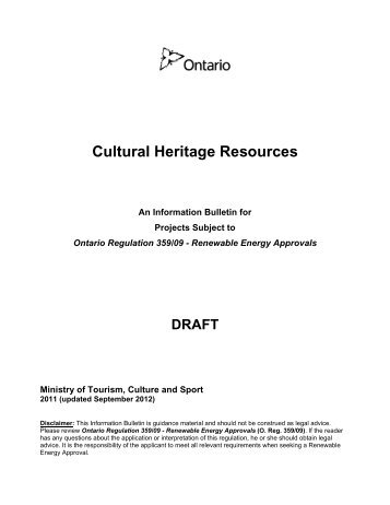 Cultural Heritage Resources - Ministry of Tourism