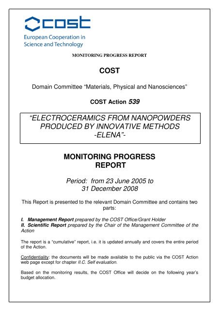 COST “ELECTROCERAMICS FROM NANOPOWDERS - TheEEStory