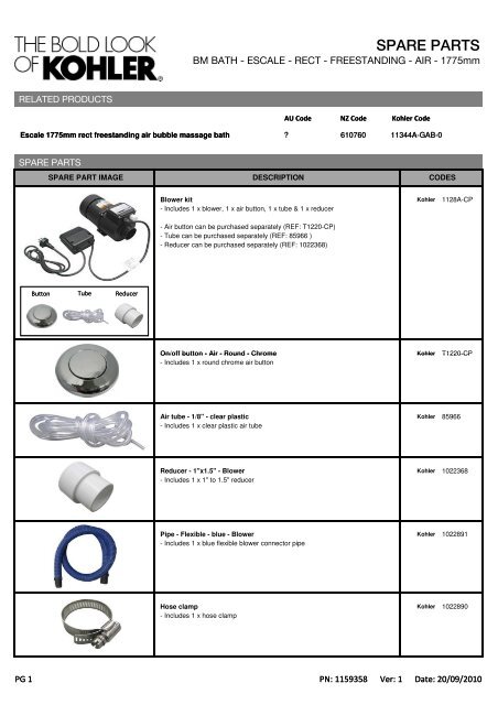 Kohler Spare Parts Webmotor Org