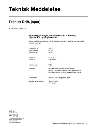 Skabelon Tekn isk Meddelelse - Banedanmark