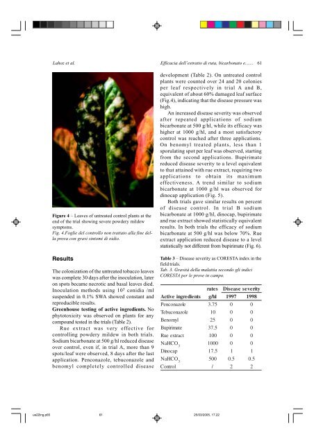 Efficacy of rue extract, sodium bicarbonate and fungicides at ... - Inea