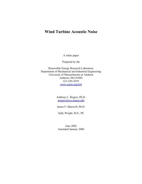 Noise White Paper Outline - Minuteman Wind, LLC