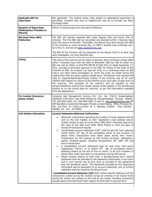 key information memorandum cum application form - Rrfinance.com