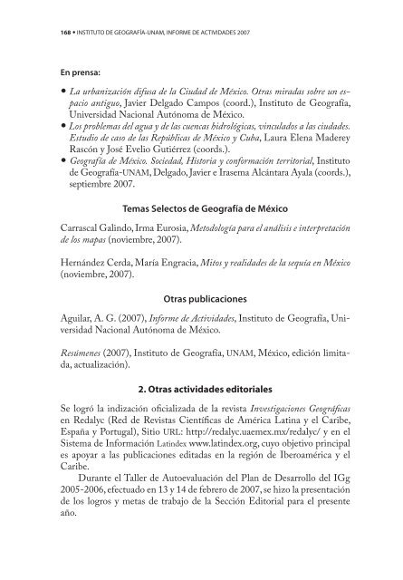 4o. Informe de Actividades - Instituto de GeografÃ­a - UNAM