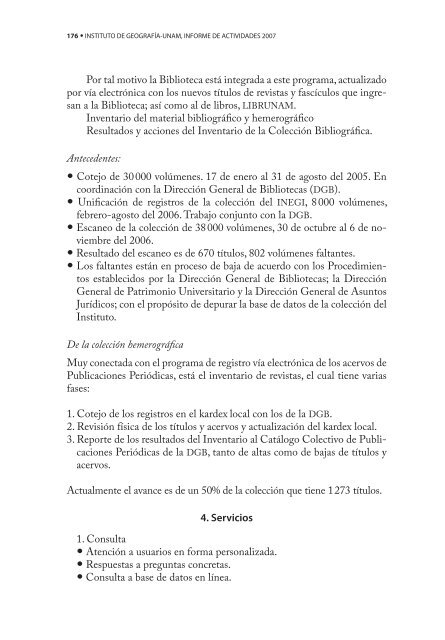 4o. Informe de Actividades - Instituto de GeografÃ­a - UNAM