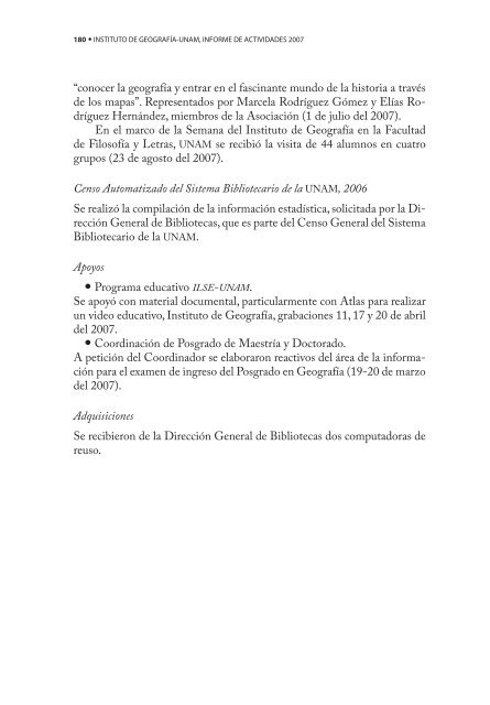 4o. Informe de Actividades - Instituto de GeografÃ­a - UNAM