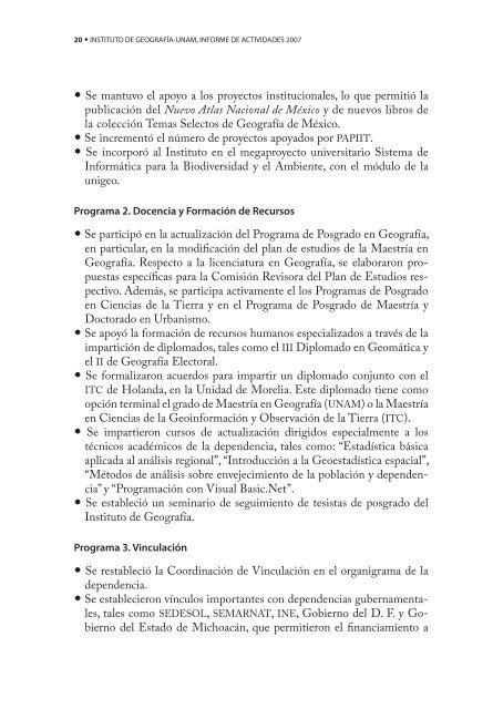 4o. Informe de Actividades - Instituto de GeografÃ­a - UNAM