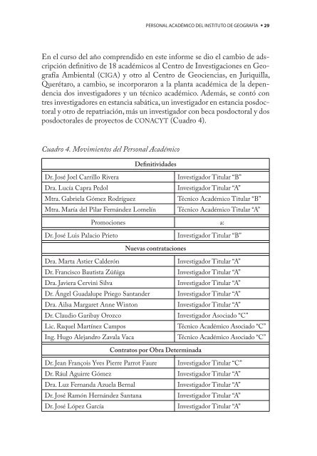 4o. Informe de Actividades - Instituto de GeografÃ­a - UNAM