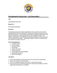 Housekeeping Supervisorâ Job Description - OWH