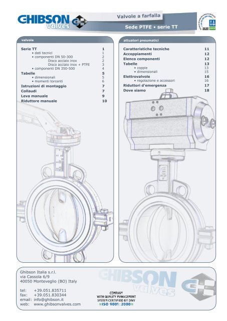 Valvole a farfalla Sede PTFE â¢ serie TT