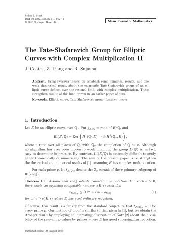 The Tate-Shafarevich Group for Elliptic Curves with Complex ...