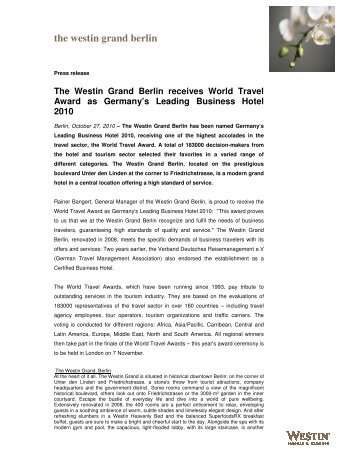 download press release - The Westin Grand Berlin Hotel