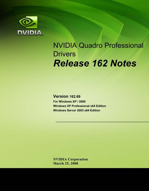 Release 162 Notes - Nvidia's Download site!!