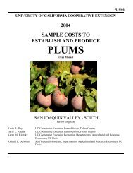 Sample Costs to Establish a Plum Orchard and Produce Plums