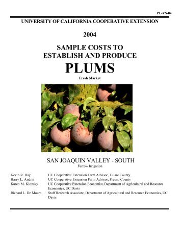 Sample Costs to Establish a Plum Orchard and Produce Plums