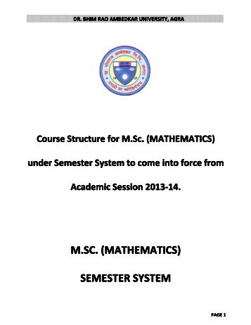 M. Sc (Mathematics) - Dr BR Ambedkar University