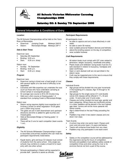 Entry forms - Canoeing Victoria - Australian Canoeing