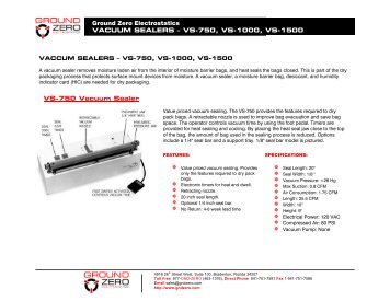 Vacuum Sealers Data Sheet - Ground Zero Electrostatics