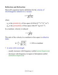 Reflection and Refraction Maxwell's equations lead to definition for ...