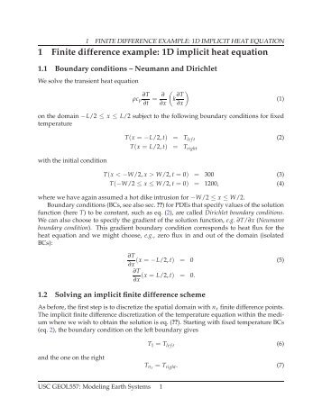 1 Finite difference example: 1D implicit heat equation - USC ...