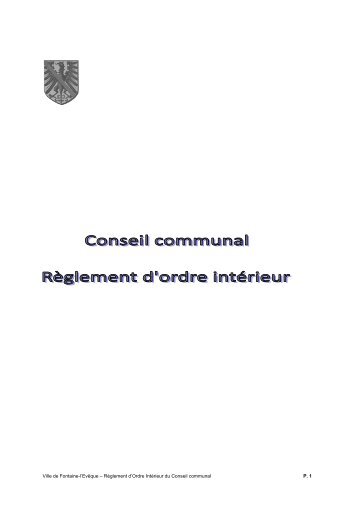 RÃ¨glement d'Ordre IntÃ©rieur du Conseil communal - Fontaine-L ...