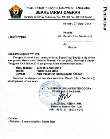 undangan pembukaan seleksi tilawatil quran - Kementerian Agama ...