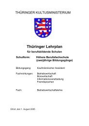 Thüringer Lehrplan für berufsbildende Schulen Schulform - Thillm