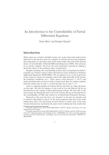 An Introduction to the Controllability of Partial Differential Equations