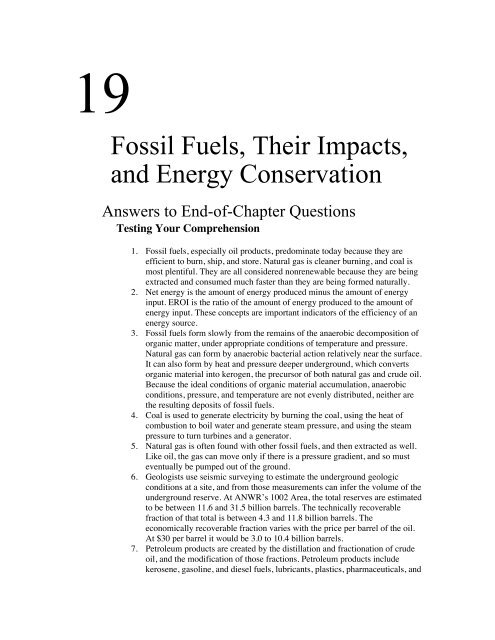 Fossil Fuels, Their Impacts, and Energy Conservation