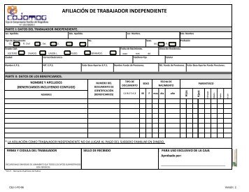 AFILIACIÃN DE TRABAJADOR INDEPENDIENTE - Cajamag