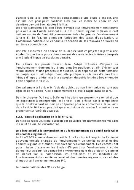 Evaluation du systÃ¨me des Ã©tudes d'impacts sur l ... - GD MAROC