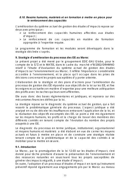 Evaluation du systÃ¨me des Ã©tudes d'impacts sur l ... - GD MAROC