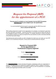 Request for Proposal (RfP) for the appointment of a PCO - IAPCO