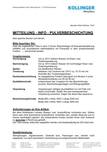 Info-Lohnfertigung-Pulverbeschichtung - Kollinger Metallbau