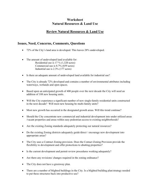Natural Resources Worksheet For G 3 4