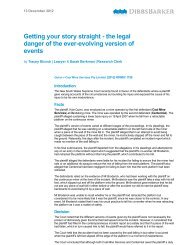 Getting your story straight - the legal danger of the ... - DibbsBarker