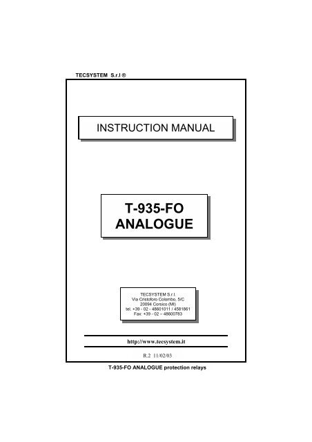 T-935FOANALOG Instruction Manual