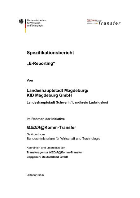 Spezifikationsbericht E-Reporting