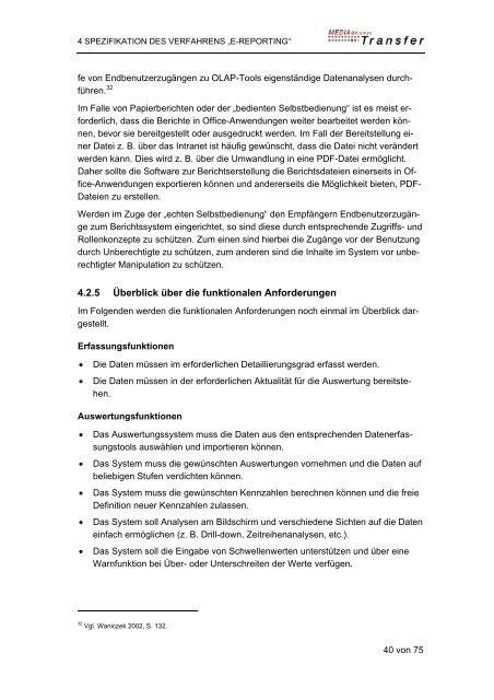 Spezifikationsbericht E-Reporting