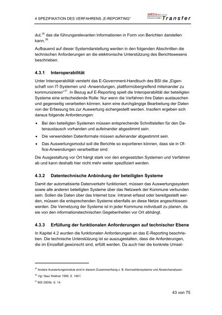 Spezifikationsbericht E-Reporting