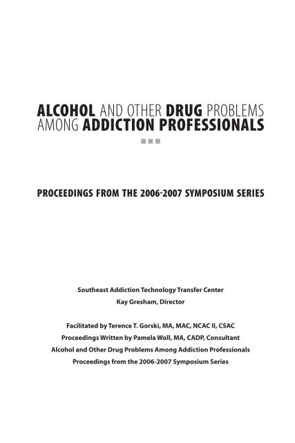 alcohol and other drug problems among addiction professionals
