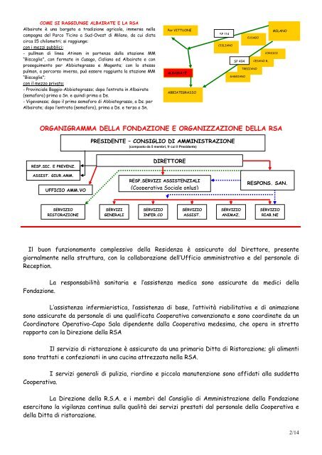 Carta dei Servizi RSA - sanitari e socio-sanitari