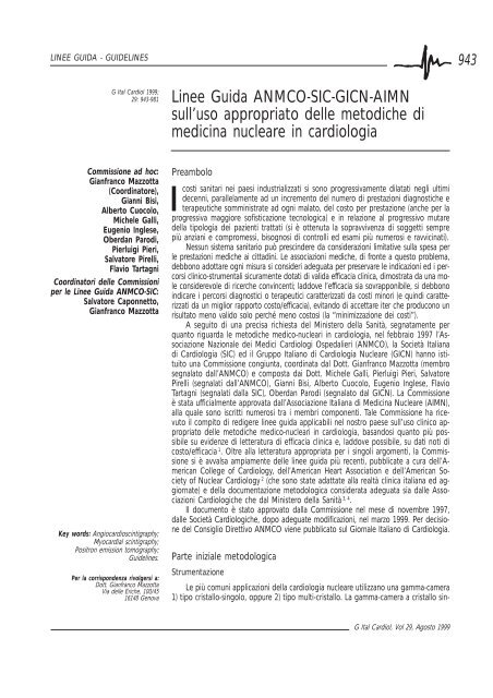 Linee Guida ANMCO-SIC-GICN-AIMN sull'uso appropriato delle ...