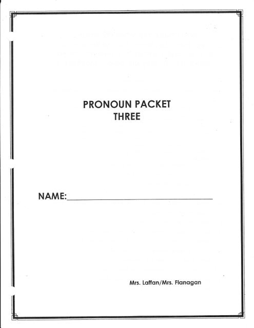 PRONOUN PACKET THREE - Norwell Public Schools